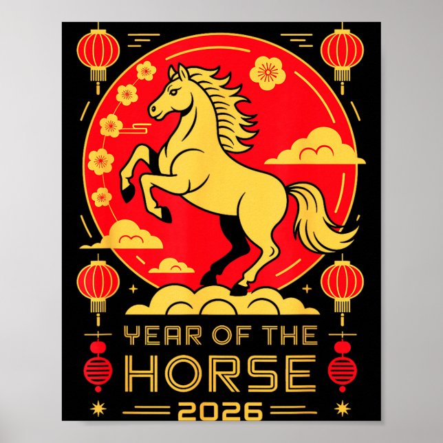 Póster Year Of The Horse – Chinese Zodiac New Year 2026  (Frente)