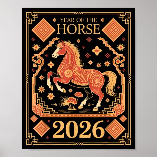 Póster Year Of The Horse – Chinese Zodiac New Year 2026  (Frente)