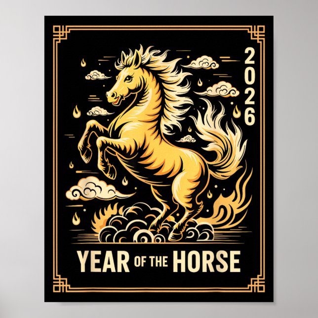 Póster Year Of The Horse – Chinese Zodiac New Year 2026  (Frente)