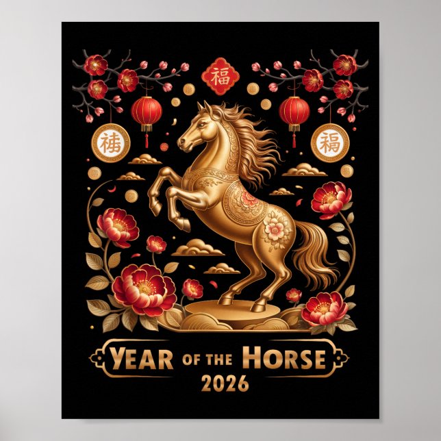 Póster Year Of The Horse Happy New Year 2026  (Frente)