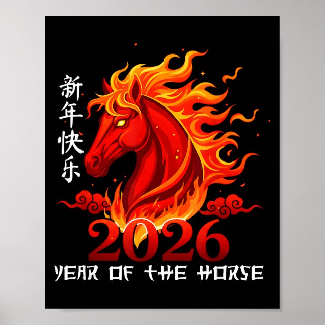 Póster Year Of The Horse Lunar Chinese New Year Fire Hors (Frente)