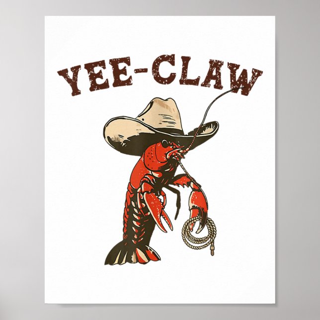 Póster Yee Claw Funny Crawfish Cajun Seafood Festival (Frente)