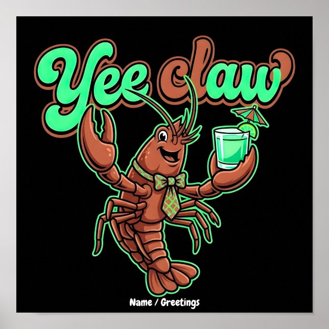 Póster Yee Claw Retro Langostinos Arcoiris Costero Cóctel (Frente)