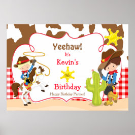 Póster Yeehaw Cowboy niño Poster del cumpleaños occidenta