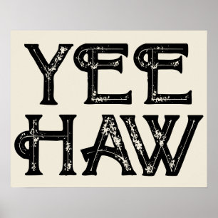 Póster Yeehaw Typography Western Wall Ranch Cabaña Hogar