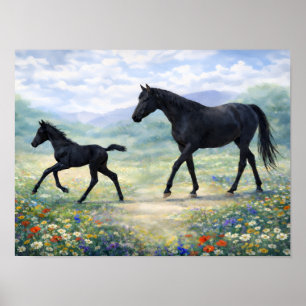 Póster Yegua y potra de Tennessee Walking Horse