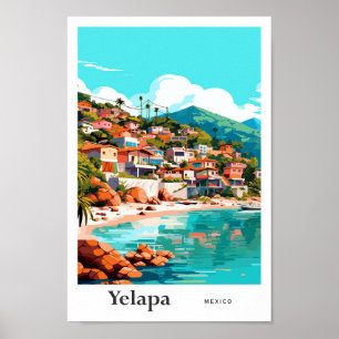 Póster Yelapa Jalisco México Viaje Ilustracion Vintage