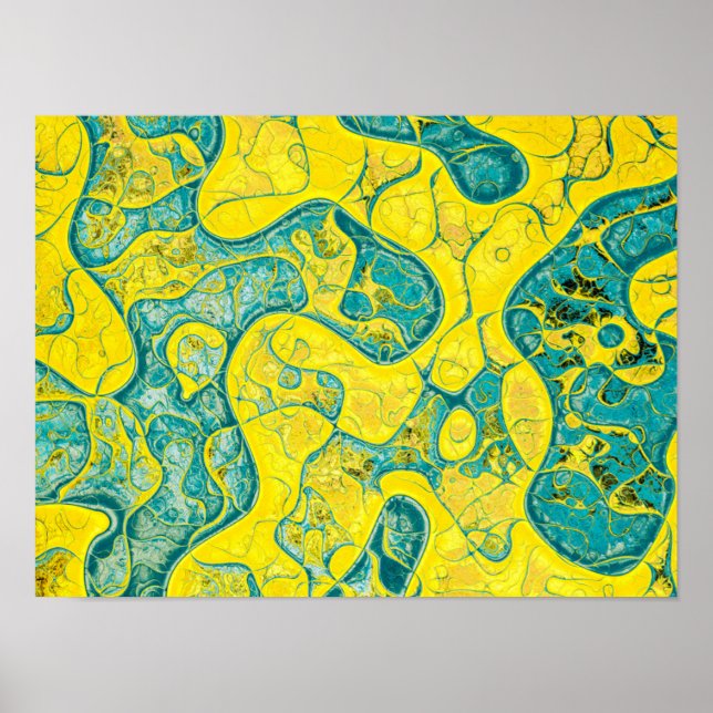 Póster Yellow and cyan abstract pattern (Frente)