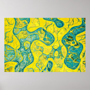 Póster Yellow and cyan abstract pattern