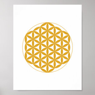 Póster Yellow Flower of Life Sacred Geometry Poster