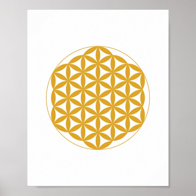 Póster Yellow Flower of Life Sacred Geometry Poster (Frente)