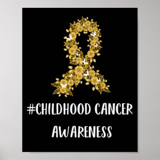 Póster Yellow Flower Ribbon Childhood Cancer Awareness