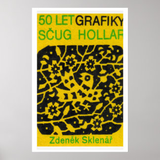 Póster Yellow Folk Pattern - Matchbox Print - Czech Wall