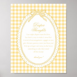 Póster Yellow Gingham Coquette Bow Diaper Thoughts Baby
