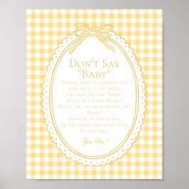 Póster Yellow Gingham Coquette Bow Dont Say Baby Game