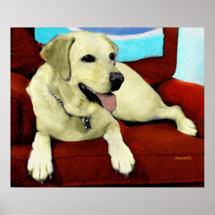 PÓSTER YELLOW LAB IN CHAIR
