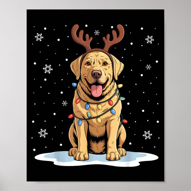 Póster Yellow Lab Labrador Christmas Reindeer Dog Lover X (Frente)