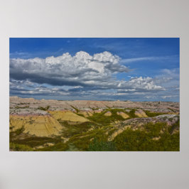 Póster Yellow Mounds Panorama, Parque Nacional Badlands.