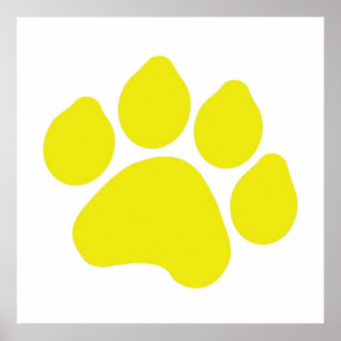 Póster Yellow Paw Print Poster