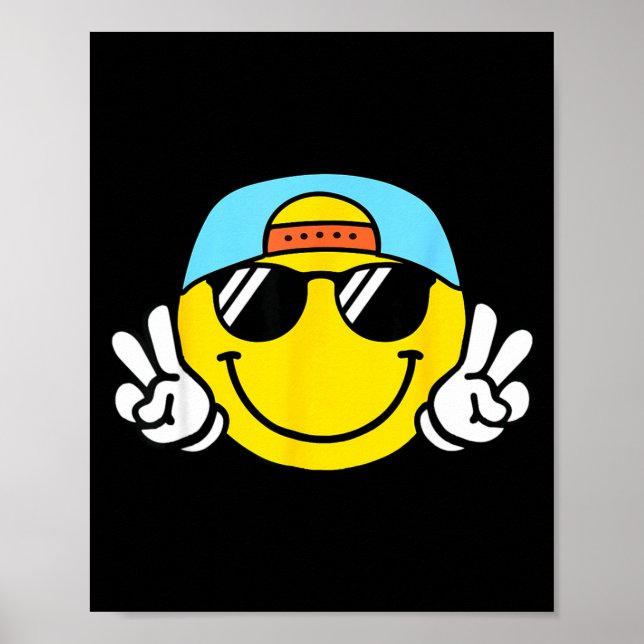 Póster Yellow Smile Face Cute Checkered Peace Smiling Hap (Frente)