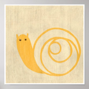 Póster Yellow Snail on Cream Background