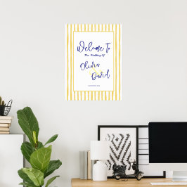 Póster Yellow Stripe Hand Drawn Welcome Wedding 