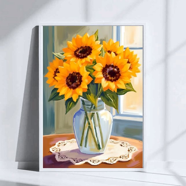 Póster Yellow Sunflower Bouquet Watercolor Floral Art (Subido por el creador)