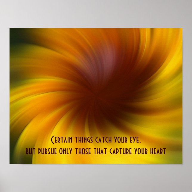 Póster Yellow Swirls Dreams Inspiradora cita (Frente)