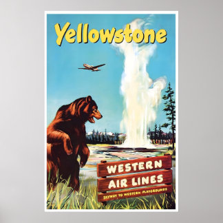 Póster Yellowstone Art National Park Print Western Travel