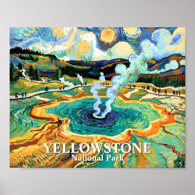 Póster Yellowstone Grand Prismatic Spring Van Gogh Custom (Frente)