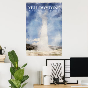 Poster Yellowstone, impresión de Geyser de la viej