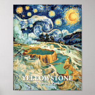 Póster Yellowstone Invierno Mammoth Hot Springs Van Gogh