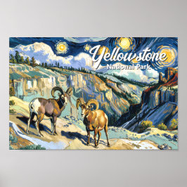 Póster Yellowstone National Park Bighorn Sheep Van Gogh