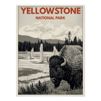 Póster Yellowstone National Park – Bison