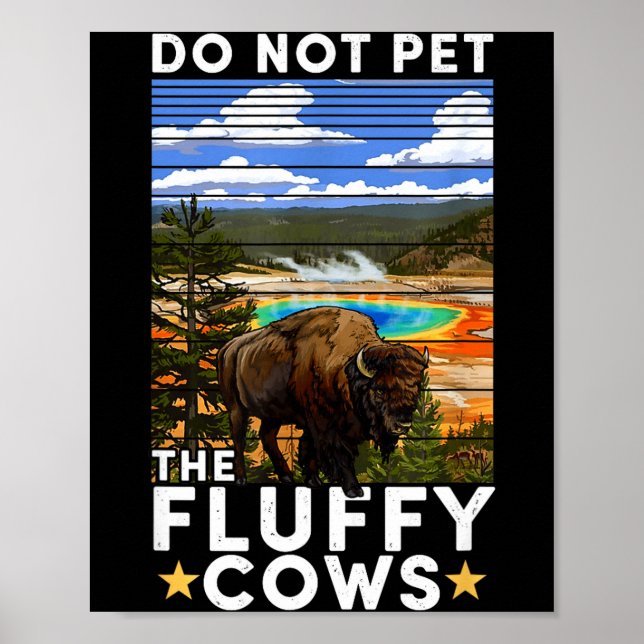 Póster Yellowstone National Park Bison Do Not Pet The Flu (Frente)