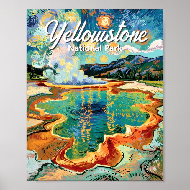 Póster Yellowstone National Park Grand Prismatic Van Gogh (Frente)