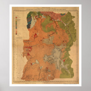 Póster Yellowstone Park Map 1878