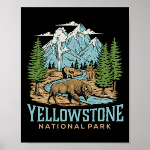 Póster Yellowstone Parque Nacional Estadounidense Wolf Bi