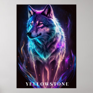 Póster Yellowstone Wolf Poster Art