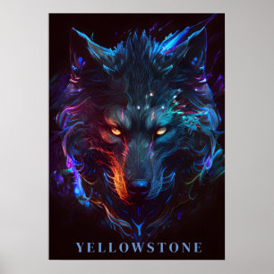 Póster Yellowstone Wolf Poster Art