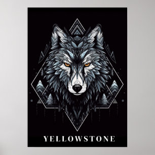 Póster Yellowstone Wolf Poster Art