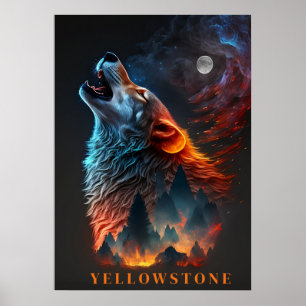 Póster Yellowstone Wolf Poster Art