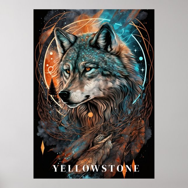 Póster Yellowstone Wolf Poster Art (Frente)