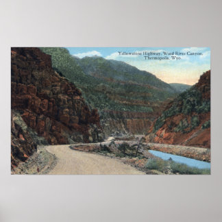 Póster Yellowstone, WY - Yellowstone Highway y Wind 2