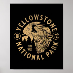 Póster Yellowstone Wyoming Wolf Nature Hike al aire libre