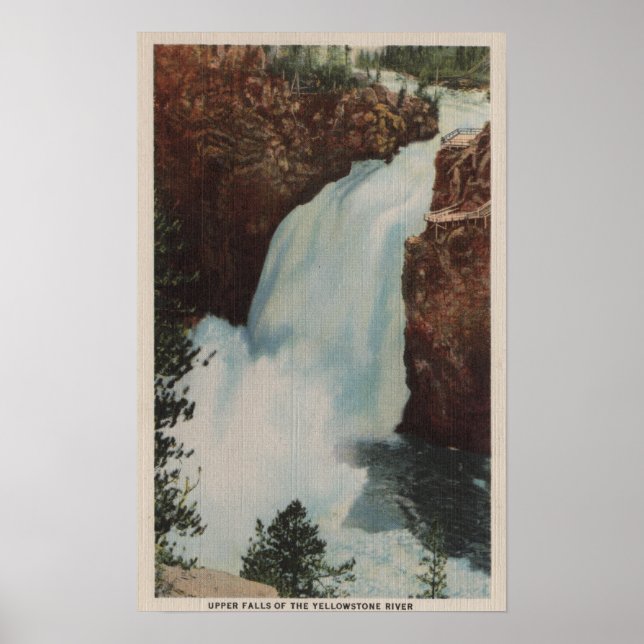 Póster Yellowstone, WYVview of Yellowstone River Falls (Frente)