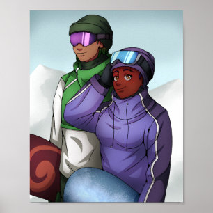 Póster Yendo a Snowboard