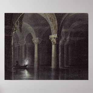 Póster Yere Batan Serai (las cisternas) Estambul, grabada