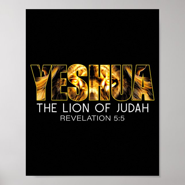 Póster Yeshua Lion Of Judah Jesus Religious Christian Rev (Frente)