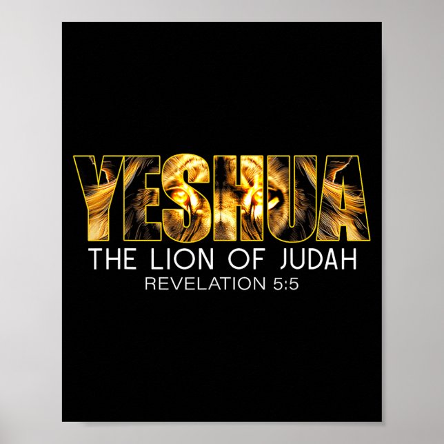 Póster Yeshua Lion Of Judah Jesus Religious Christian Rev (Frente)